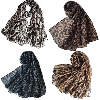 Классический женский шарф с леопардовым принтом, подходящий по цвету к зимнему холодостойкому