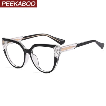 Очки Peekaboo black leopard tr90, женские очки с большими прозрачными линзами, оправа для кошачьих глаз, оптические женские ацетатные очки высокого качества