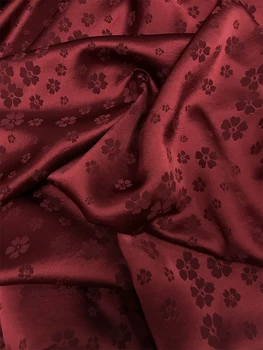 Высококачественная жаккардовая триацетатная ткань, Атласная ткань в темный цветок, Атласная ткань против морщин, платье Чонсам, шелковая текстура