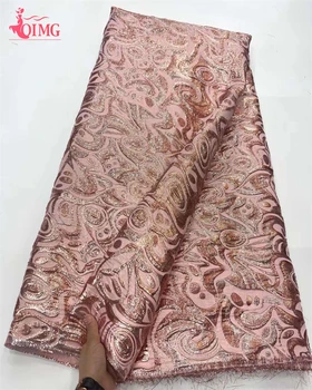 OIMG Африканская парчовая кружевная ткань с вышивкой, Жаккардовые кружевные ткани для свадебного платья, Нигерийское тюлевое кружево, новинка