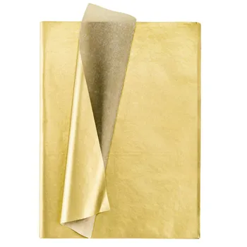 Золотистая папиросная бумага, 100 листов металлической подарочной упаковки