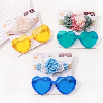 1 Комплект Изысканной цветочной повязки на голову для девочки Креативные детские очки с персиковым сердечком Модные Креативные аксессуары для волос