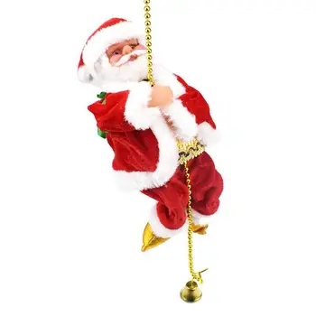9-дюймовый Музыкальный Санта-Скалолазание Кукла игрушка На Батарейках Электрический Подъем Вверх и Вниз Восхождение Санта-Клаус Рождественский декор аксессуары 