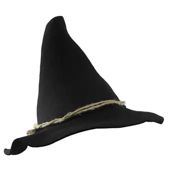 Шляпа ведьмы с заостренным верхом, фетровая шляпа ведьмы, черная шляпа ведьмы для маскарада на Хэллоуин, косплей, аксессуар для костюма Волшебника с широкими полями