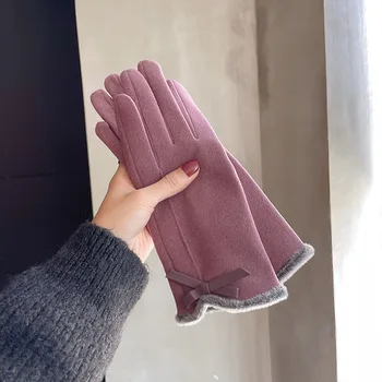 Перчатки осенне-зимние женские теплые для вождения зимой для верховой езды холодные двойные милые корейские версии утолщенных флисовых перчаток