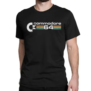 Мужская футболка с логотипом Commodore 64 в стиле ретро, хлопковая одежда, забавная футболка с круглым вырезом и коротким рукавом, футболка большого размера
