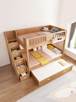 Современная двухъярусная кровать из массива дерева для детей девочка мальчик