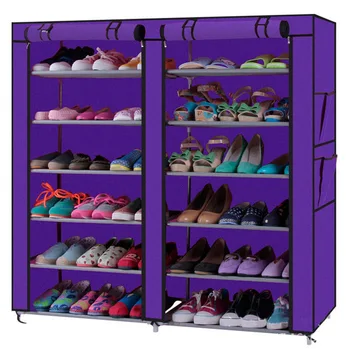 6 Ярусов 12 Сеток Стеллаж для обуви, Навесные шкафы, Органайзеры из нетканого материала, Полки для хранения обуви, Компактная мебель фиолетового цвета