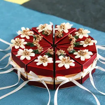 Подарочная коробка с треугольным кусочком торта из 3шт, Новый Креативный Бант, Картонные Цветы ручной работы, Праздничные Коробки для конфет, Подарок для вечеринки