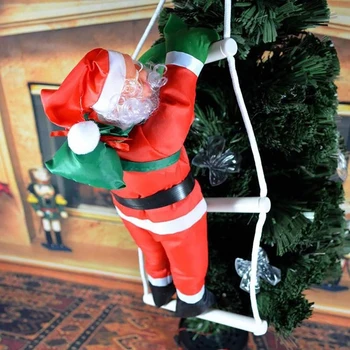 Санта-Клаус Взбирается по лестнице Украшения Рождественская елка Санта-Клаус взбирается по лестнице Веревка Подвесной кулон Веселое Рождественское украшение