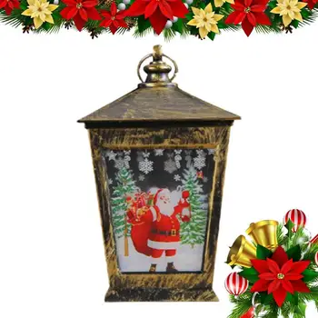 Фонарь Санта-Клауса, Светодиодный фонарь Санта-Клауса, Энергосберегающий Ночник на батарейках с ручкой, Декоративная Рождественская лампа, Переносная для