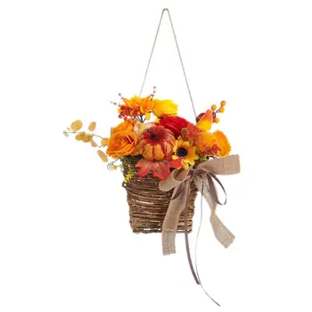 Корзина для искусственных осенних цветов Корзина для цветов из тыквы Осенняя корзина для цветов, подвесная для праздника, вечеринки в фермерском доме, украшения дома