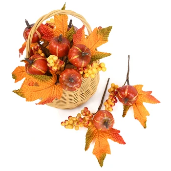 Искусственные ягоды тыквы, осенний урожай кленовых листьев, реквизит для декора, имитация растения своими руками на Хэллоуин, День Благодарения, Осенний декор
