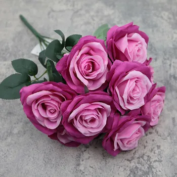 Букет искусственных вьющихся роз Свадьба Невеста Держит Цветы Домашняя Гостиная Рабочий стол Имитация красной розы Шелковый цветочный декор