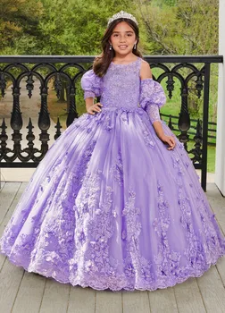 Мини-пышные платья, бальное платье с аппликацией из тюля, платья с цветочным рисунком для девочек-цветочниц на свадьбу, Мексиканские нарядные платья для малышей