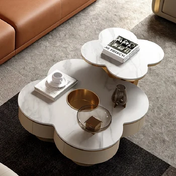 Роскошный журнальный столик с центральной плитой в гостиной Бытовой Журнальный столик из нержавеющей Стали Креативная Современная Минималистичная мебель для дома