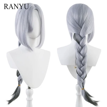 Парики RANYU Genshin Impact Shenhe с длинными прямыми косами, сине-белый градиентный игровой парик для косплея для повседневной вечеринки