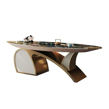 Чайный столик Rock, чайный столик luxury villa, овальный большой шиферный чайный столик и комбинация стула