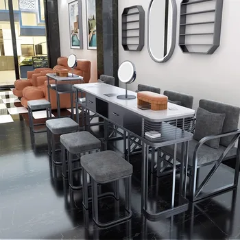 Роскошный маникюрный стол и стулья высокого класса, мраморные столешницы, одинарные и двойные, три маникюрных стола