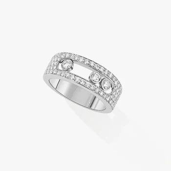 Оригинальные роскошные ювелирные изделия серии MOVE s925, женское кольцо с тремя бриллиантами, раздвижные бриллианты, Откройте видео, чтобы посмотреть реальный объектив Messica