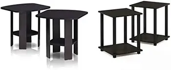 Дизайнерский приставной столик, 2 комплекта, Французский дуб Серый /Черный и Коричневый Комплект из 2 Приставных столиков/Приставной тумбочки/Прикроватной тумбочки с ящиком для белья Dr