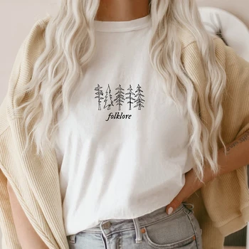 Фольклорная рубашка, футболка с музыкальными альбомами Taylor, графическая футболка в фольклорном стиле, Evermore Midnights, милая эстетичная футболка в подарок фанатам