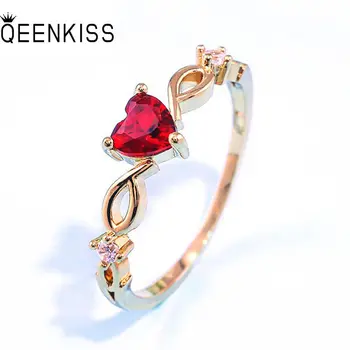 QEENKISS Блестящие кольца с сердечками из циркона AAA для женщин, роскошное дизайнерское кольцо, изысканные ювелирные изделия, подарок для невесты на свадьбу, подарок для девочек RG7156