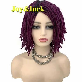 Синтетический парик с дредами для женщин, короткие фиолетово-черные корни волос, африканские женские дреды, повседневный парик или парик для вечеринки