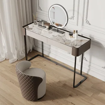 Мебель для спальни итальянская легкая экстравагантная комодная доска, современное простое седло, кожаный модный столик для макияжа