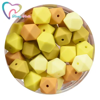 Маленькие зубки 50 ШТ 14-17 мм Горчично-желтый 5 цветов Силиконовые Шестигранные бусины для прорезывания зубов Бусины DIY Аксессуары для детских игрушек для прорезывания зубов