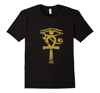 Футболка с изображением Древнего Египта Eye of Horus Ankh Egyptian Symbol из 100% хлопка С Круглым вырезом и коротким рукавом, Повседневная Мужская футболка, Размер S-3XL