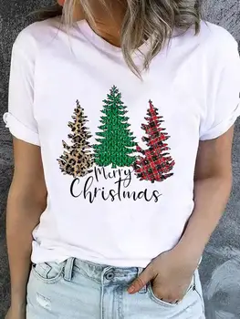 Милая одежда 90-х в клетку с буквами, женская новогодняя модная футболка с коротким рукавом и принтом, Рождественские базовые футболки с графическим рисунком