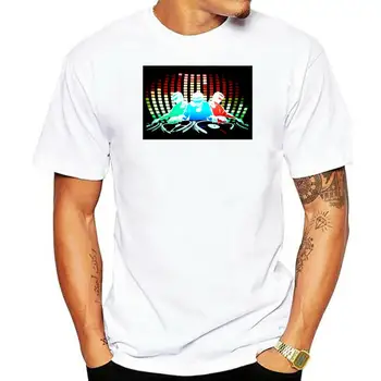 Мужская футболка с аккумулятором, активируемый звуком DJ, Светящаяся вечеринка, мигающая дискотека, EL LED, футболка, новинка, футболка для женщин