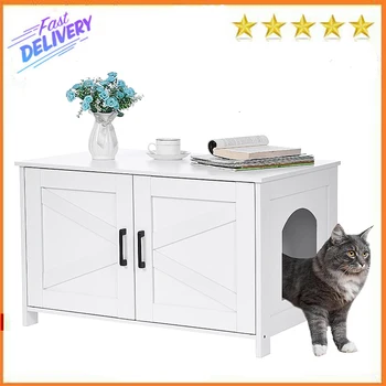 Вольер для кошачьего туалета Homhedy, Мебель для кошачьего туалета, скрытая дверью сарая, Деревянная мебель для кошачьего туалета, Кошачий домик