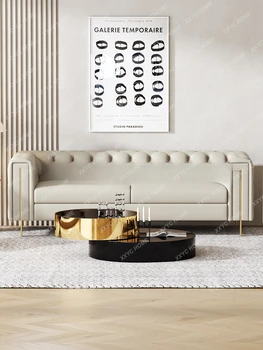 Кожаный диван с искусственной пряжкой, современная мебель для гостиной в простом стиле
