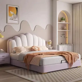 Европейская двуспальная кровать Queen-Size, Королевская двуспальная кровать с каркасом King Size, Современная Деревянная мебель для спальни Cama Matrimonio