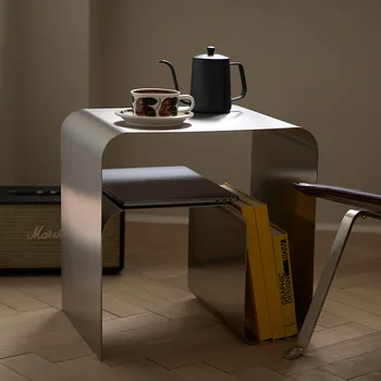 Средневековый минималистичный прикроватный столик из нержавеющей стали, приставной столик, шкаф для хранения, приставной столик