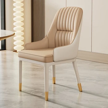 Современные обеденные стулья для гостиной Минималистичный дизайн Металлические Европейские Обеденные стулья Кожаная Уникальная мебель для спальни Sillas