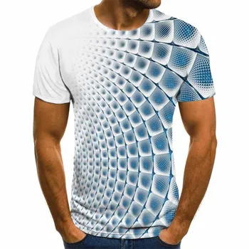 Новые летние Повседневные Мужские футболки 3D Lattice Personality Harajuku, Трехмерная Спиральная рубашка С Круглым вырезом, Топы Больших размеров, Уличная одежда
