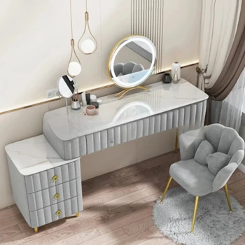 Выдвижной стул для макияжа Туалетный столик Led Woman Nordic Туалетный столик Зеркало Tavolo Trucco Con Specchio Мебель для спальни WZ
