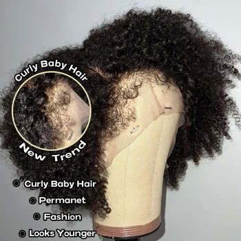 Афро Кудрявые 13X6 Прозрачных кружевных фронтальных париков из человеческих волос, Глубокие Вьющиеся Кружевные Фронтальные парики для женщин, Бразильские парики из человеческих волос