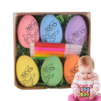 Набор для рисования пасхальных яиц для детей 6шт, набор для раскрашивания яиц, набор для рисования каракулей, Сделай сам, Набор для украшения пасхальных яиц, подарок с 6 маркерами, Пасхальное яйцо