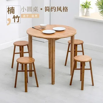 Круглый стол из утолщенного бамбука, Обеденный стол, Простые обеденные столы, Студенческий письменный стол, Простая мебель для столовой из массива дерева