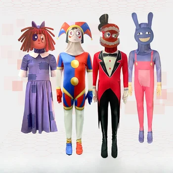 Мультяшный костюм Pomni для косплея, удивительный цифровой / цирковой косплей Рагаты Джакса Кейна, Театр косплея для детей, Рождественские подарки для детей