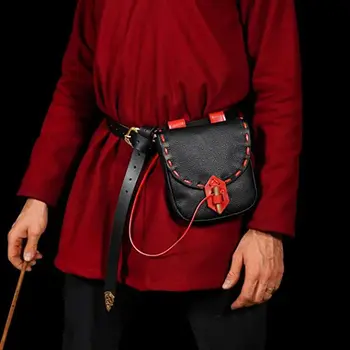 Средневековый поясной чехол из искусственной кожи в стиле ретро, Большой емкости, Износостойкие Аксессуары для костюмов для косплея, прочная поясная сумка, кошелек