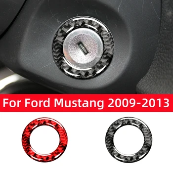 Для Ford Mustang 2009-2014 Аксессуары из углеродного волокна, интерьер автомобиля, запуск двигателя, Остановка зажигания, кольцо для ключей, наклейка, рамка, накладка