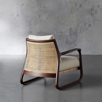 Ротанговый диван-кресло для отдыха Скандинавский простой современный дизайнерский высококачественный ясень креативный балкон B & B гостиная ротанговый стул