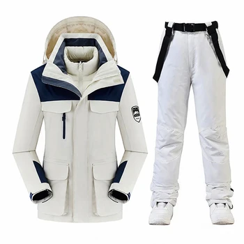 Горячий лыжный костюм для женщин, зимние пуховики и брюки, уличная водонепроницаемая ветрозащитная одежда для сноуборда, женская теплая лыжная экипировка